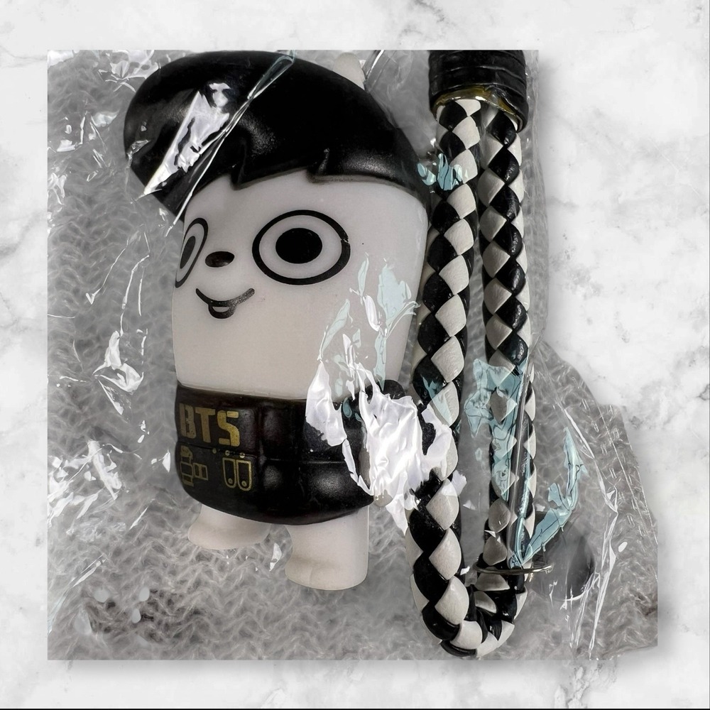 BTS Jungkook Hip Hop Monster Keychain Black White Braided Strap K-Pop ARMY Merch